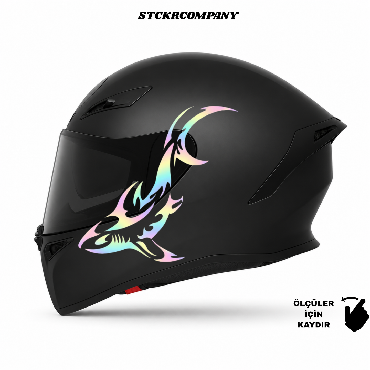 Köpek Balığı Kask Sticker