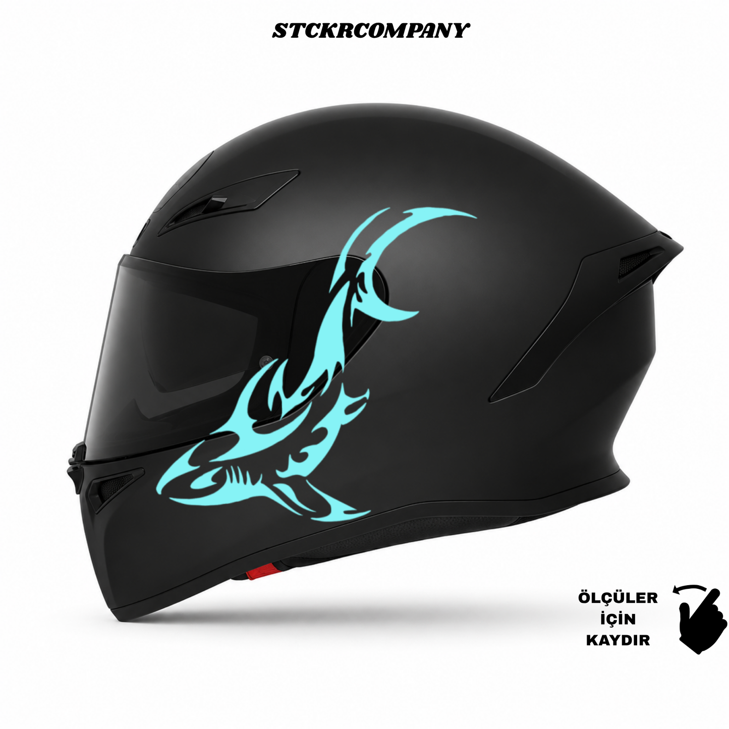 Köpek Balığı Kask Sticker